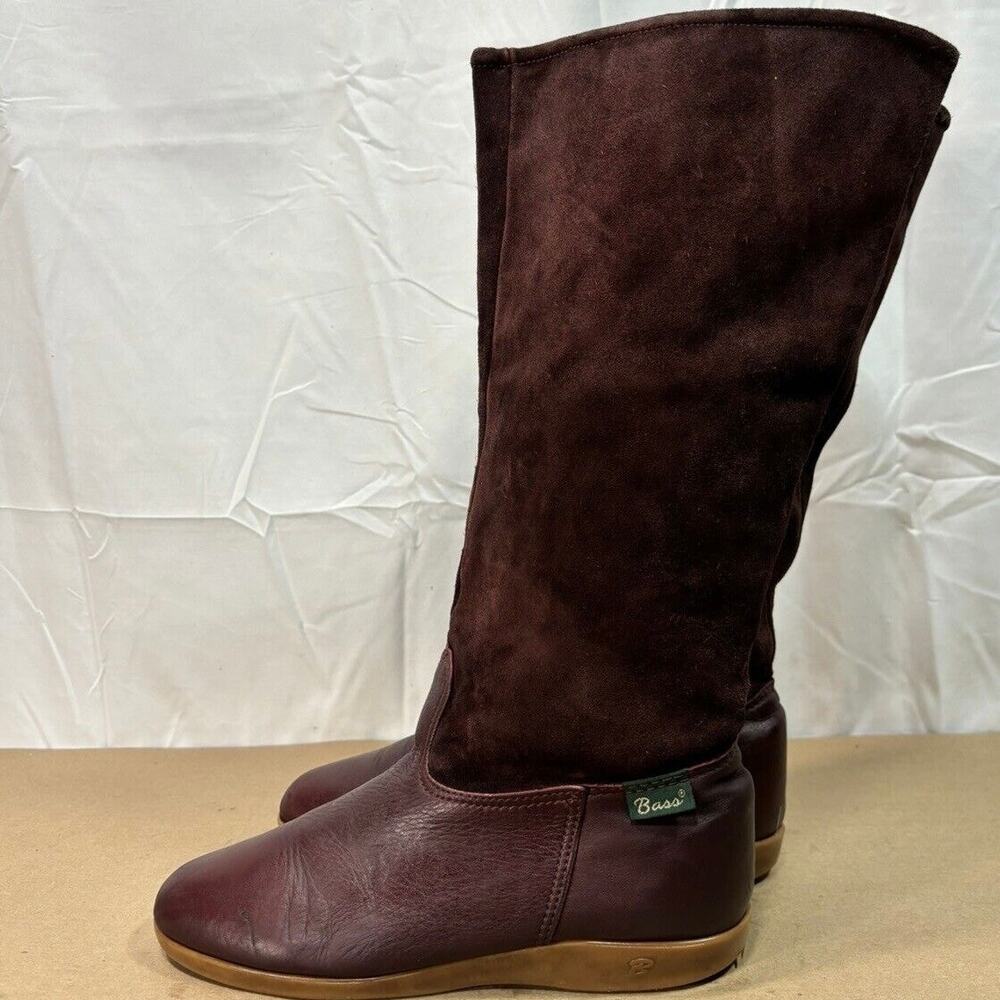 Vintage Bass Burgundy Suede Leather Tall Riding Boots Women’s Sz 5